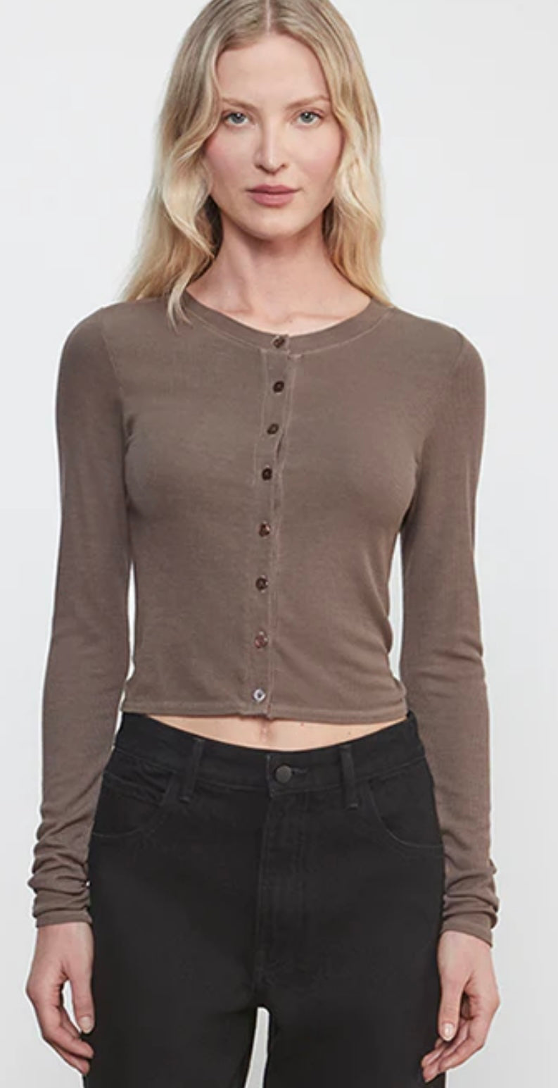 SILK RIB ESSENTIAL CARDIGAN (Mushroom)