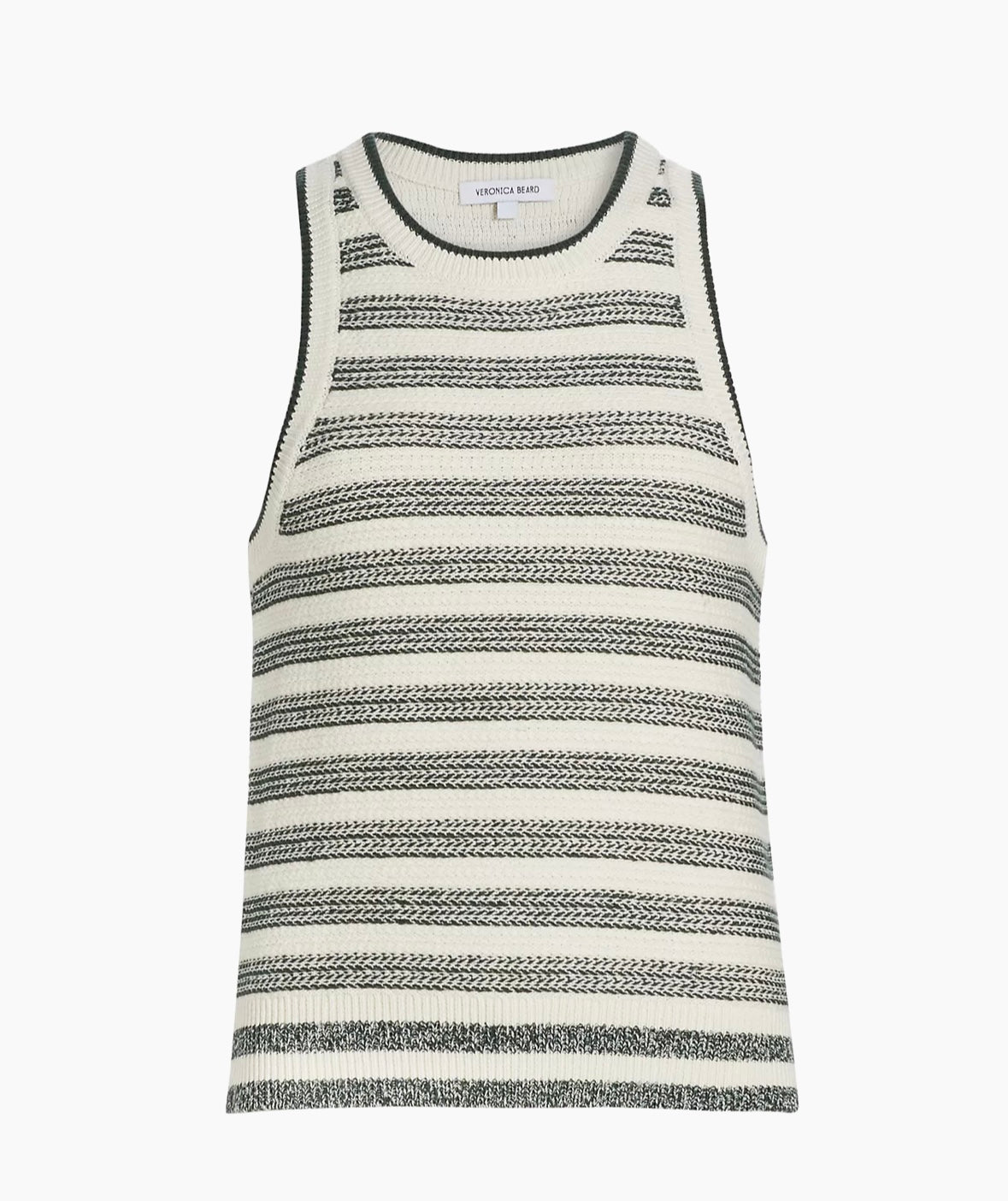 Veronica Beard-Jerrel Knit Tank-Ivory/ Hunter Green