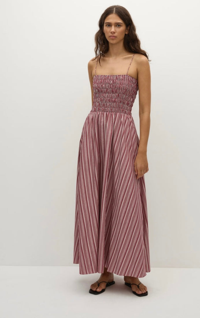 Anniken Maxi Dress Burgundy Stripe