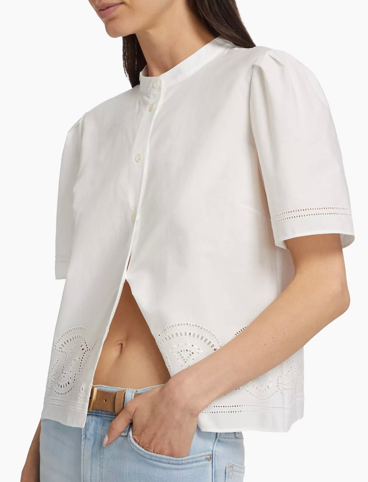 Frame-Embroidered S/S Shirt White