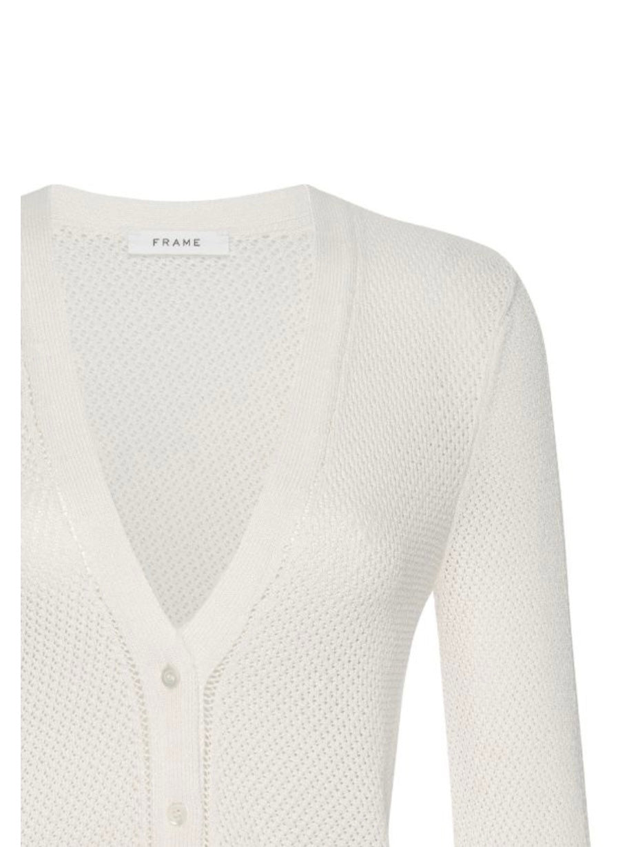 Frame-Pointelle Cardi Cream