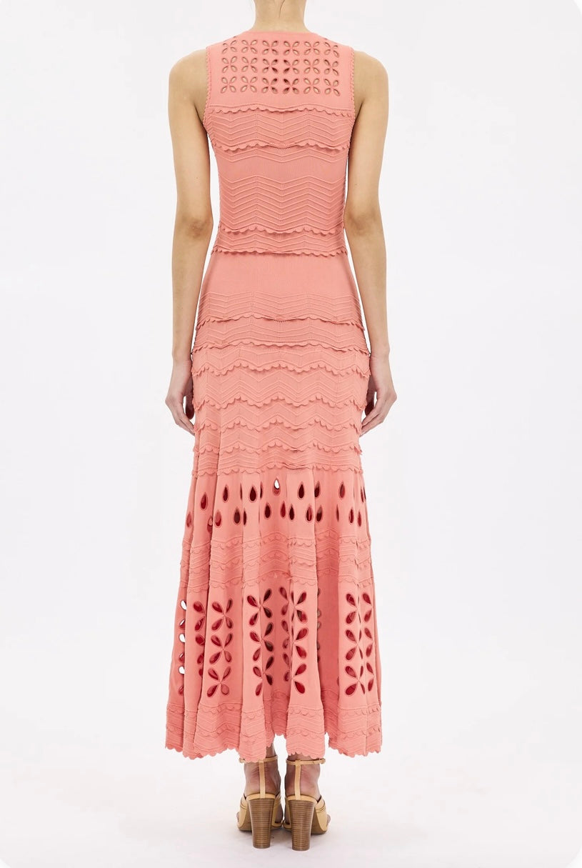Lakshmi Eyelet Knit Dress Coral Peony