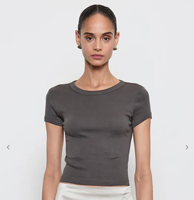 Supima baby rib crop tee - slate