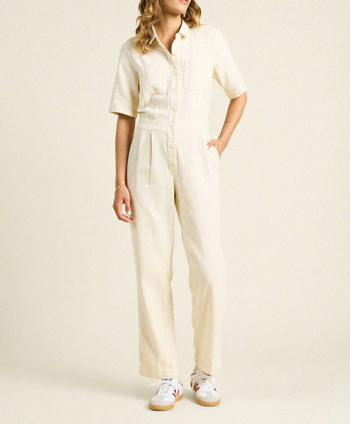 Trovata-AUDRA JUMPSUIT IVORY TWILL