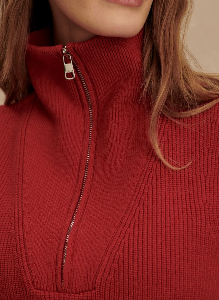 Amina Half Zip Knit Top (Lava Falls)