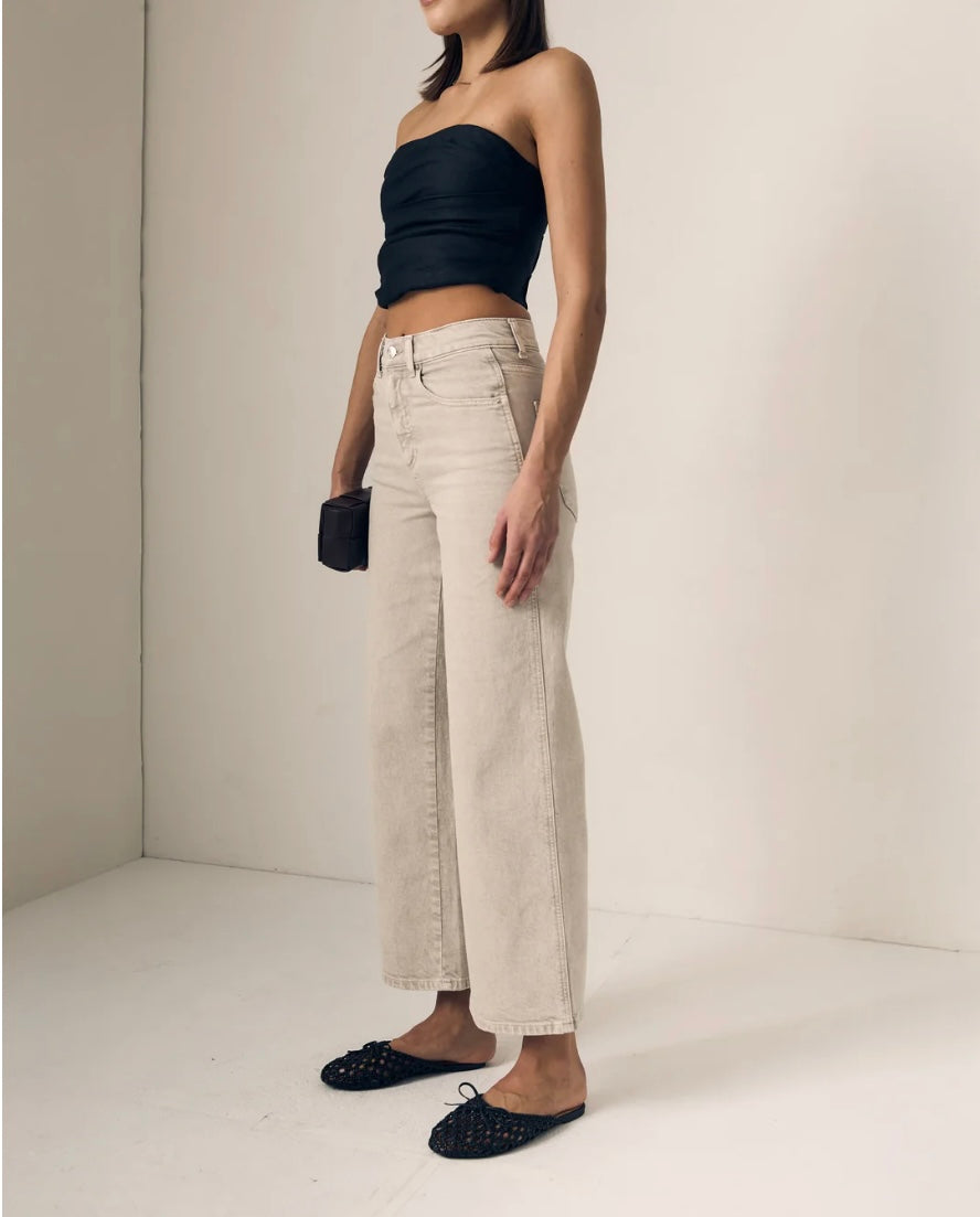 Juliette Wide-leg Ankle Jeans — Desert Sands