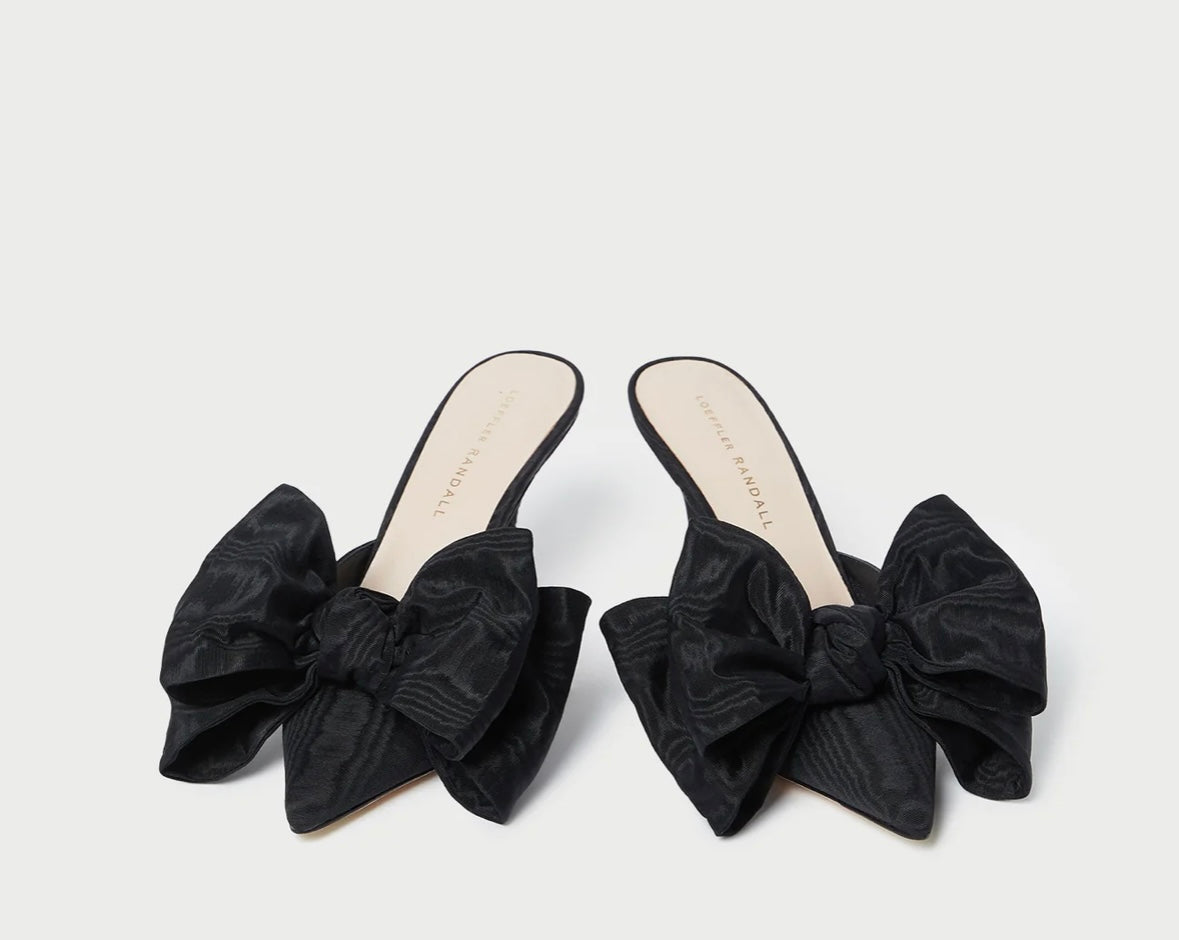 Loeffler Randall-Margot Black Moiré Bow Mule