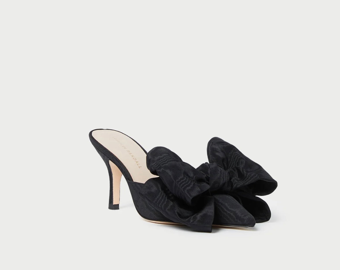 Loeffler Randall-Margot Black Moiré Bow Mule