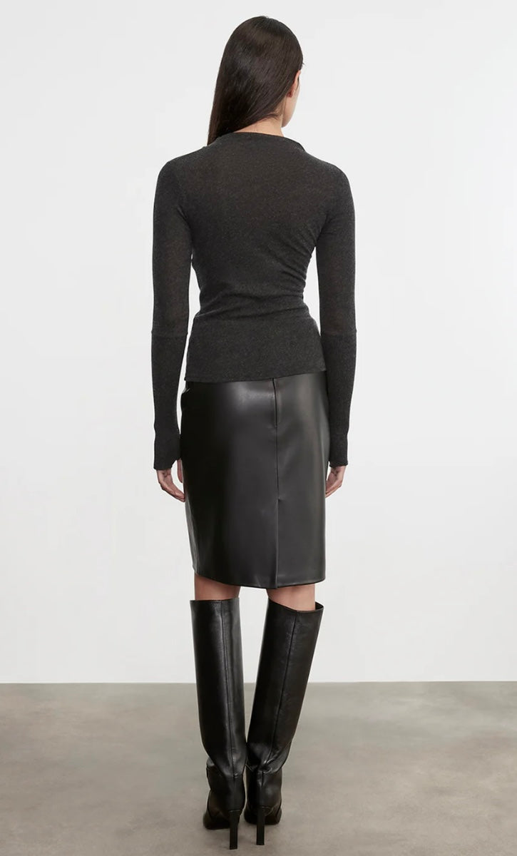 Knee Length Leather Skirt