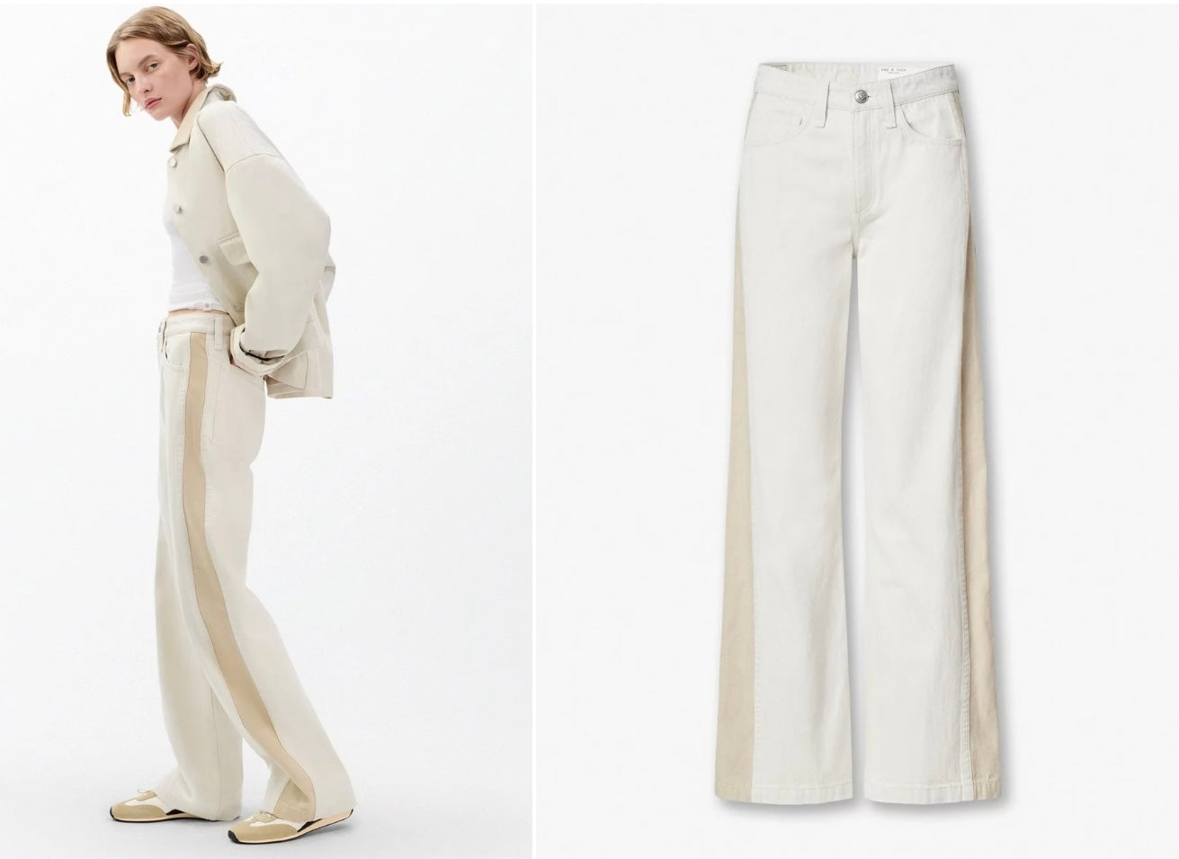 Two Tone Stone Logan spliced Wide Leg