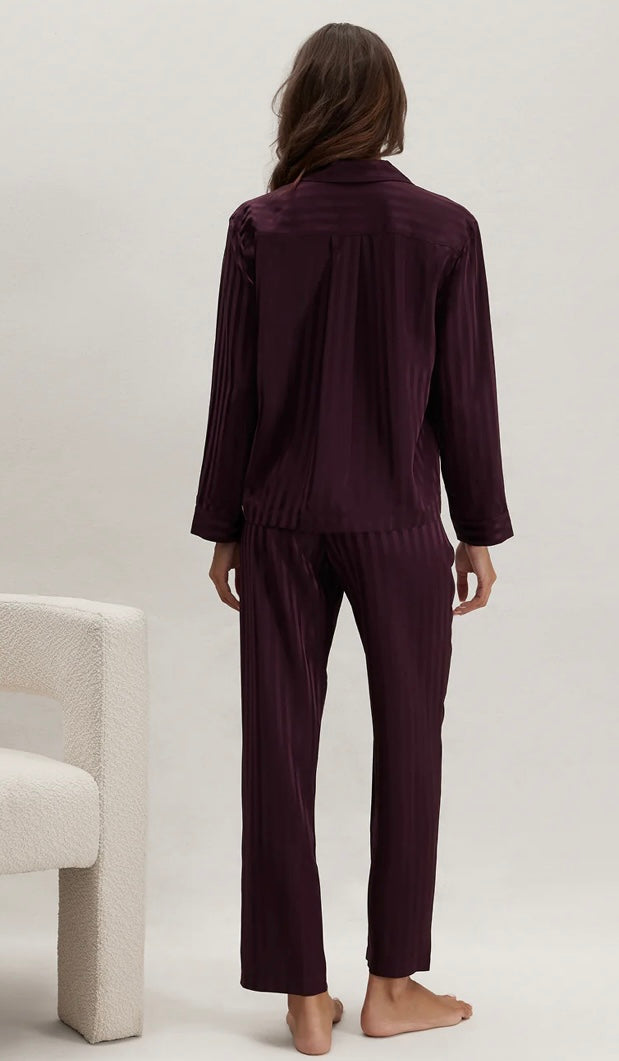 Silk Striped Jacquard Long Sleeve Pant Set