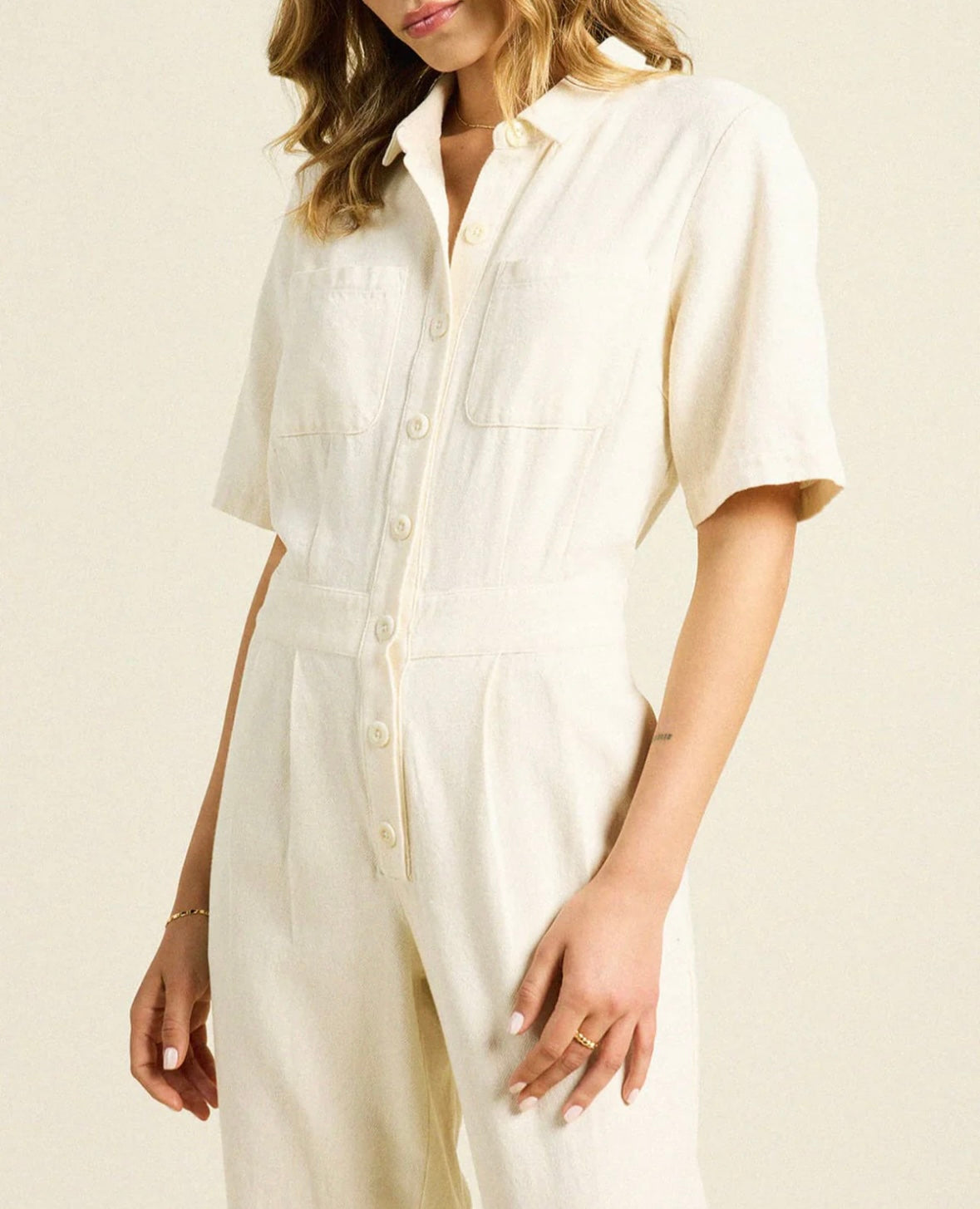 Trovata-AUDRA JUMPSUIT IVORY TWILL