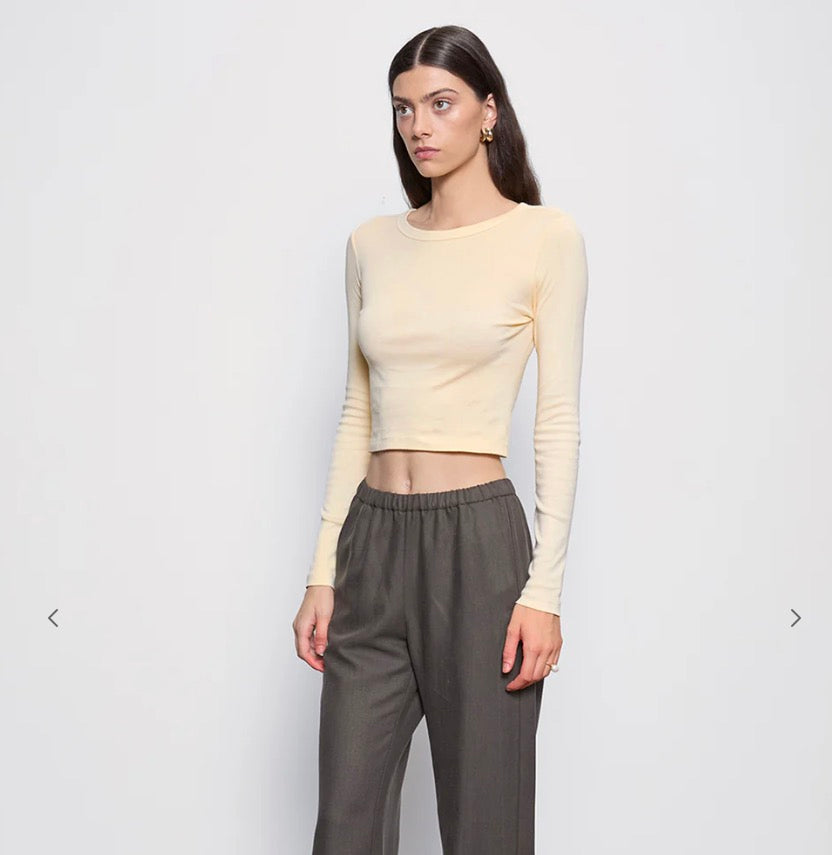 Supima baby rib LS cropped top