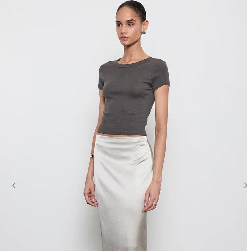 Supima baby rib crop tee - slate