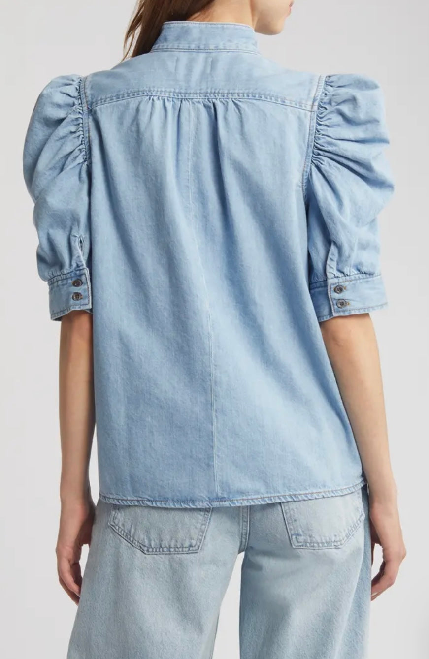 FRAME-Gillian Top Blue Jean