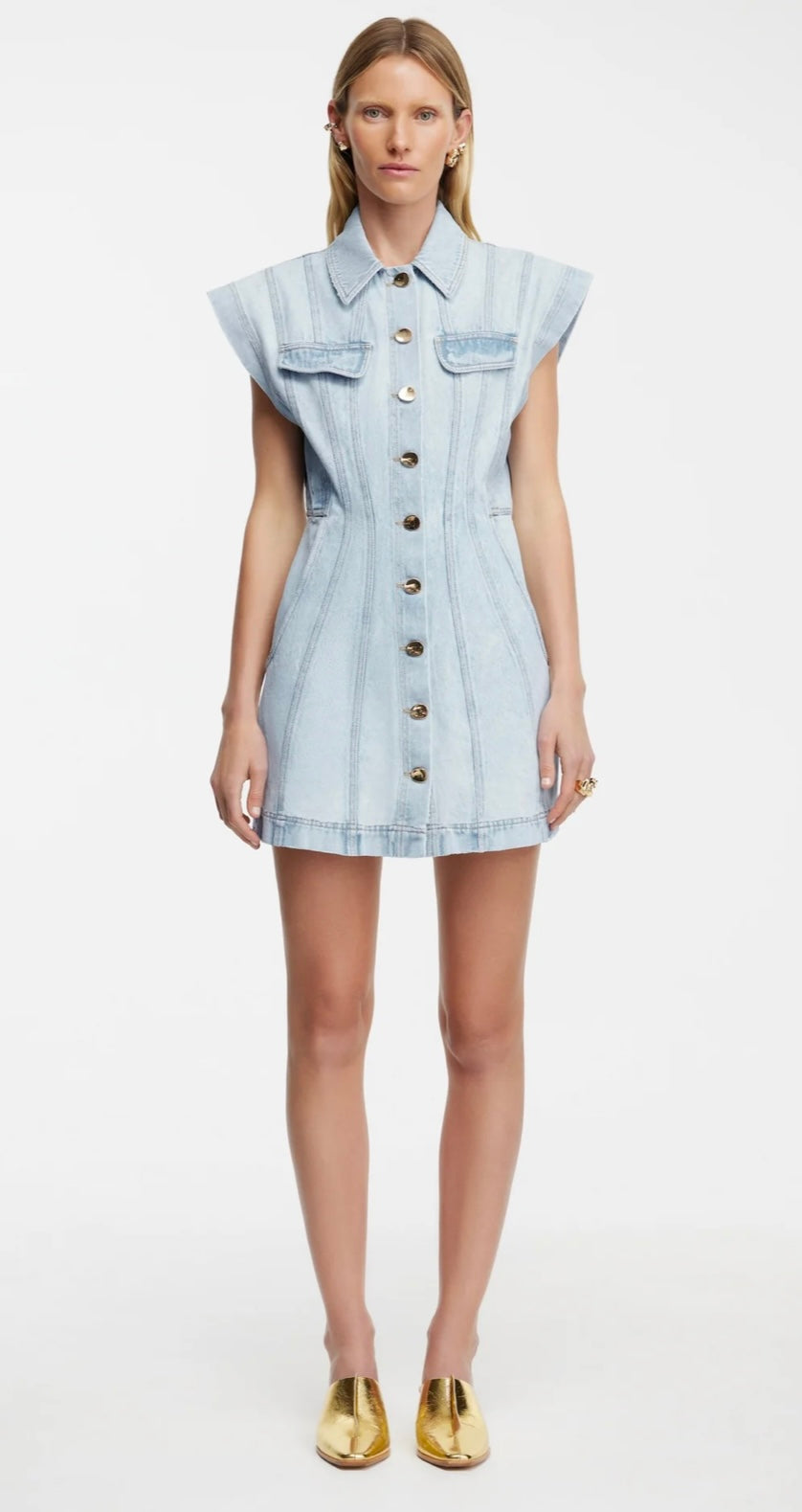 Acler - Eagleton Mini Dress - Ice Blue