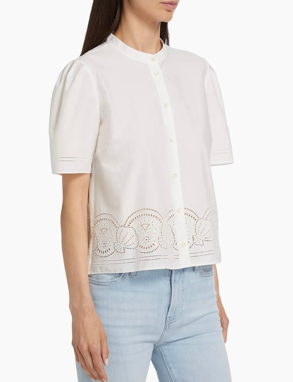 Frame-Embroidered S/S Shirt White