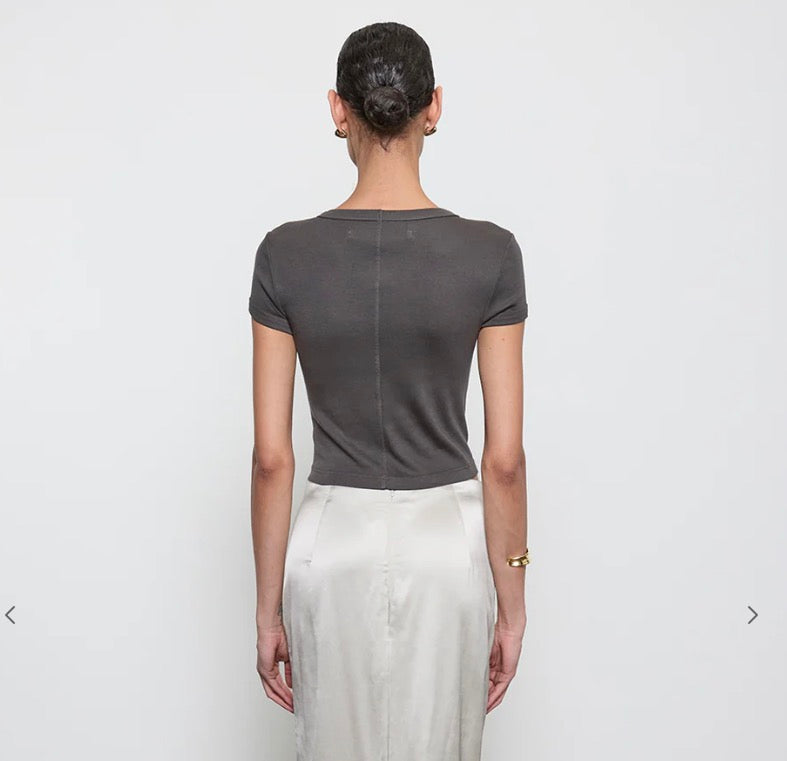 Supima baby rib crop tee - slate