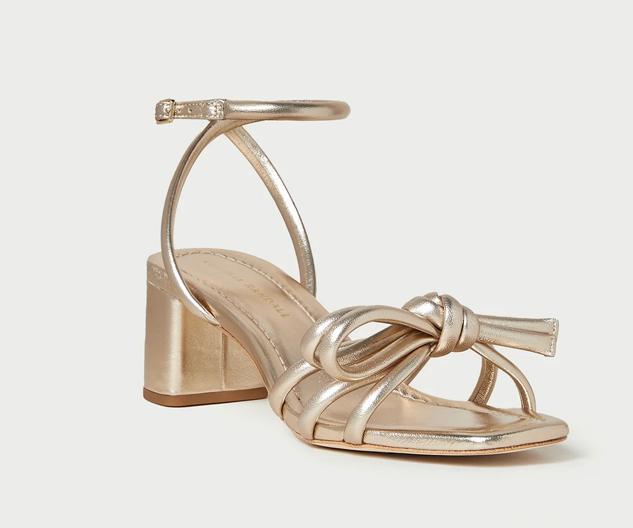 Loeffler Randall-Mikel Champagne Bow Mid-Heel Sandal