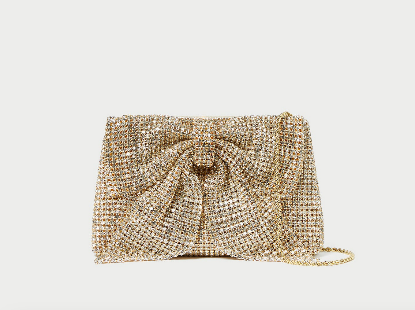 Loeffler Randall-Jolene Gold Diamanté Bow Clutch